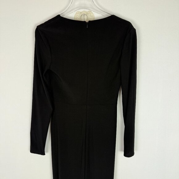 NWT Ieena by Mac Duggal #26514 Plunging Long Sleeve Pearl Keyhole Gown Black 0 - Picture 12 of 16